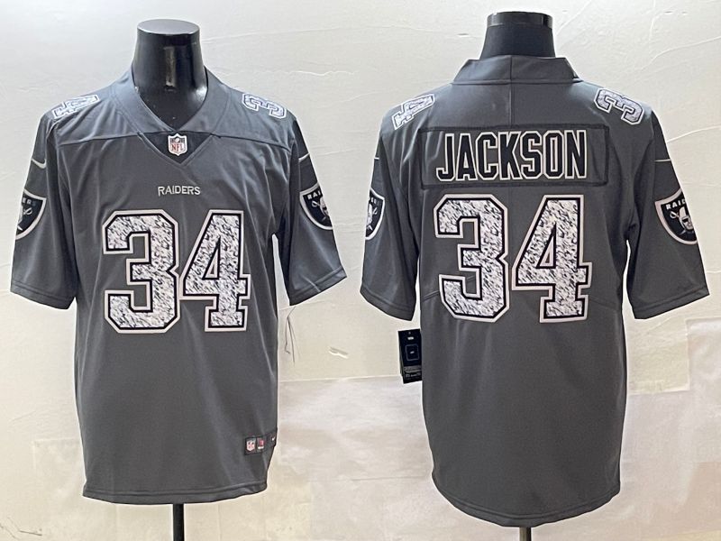 Men Oakland Raiders #34 Jackson Grey Nike 2025 Limited NFL Jersey style 1
